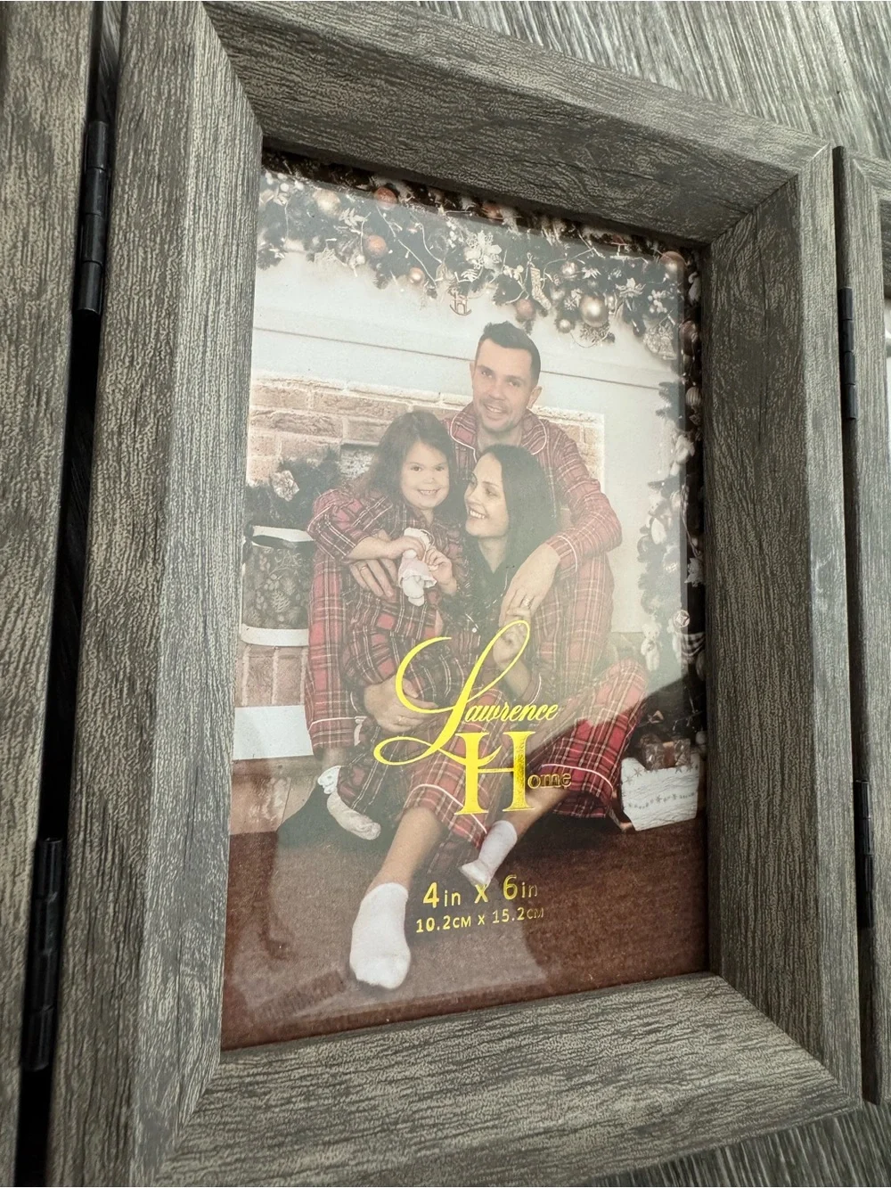 Rustic Hinged Triple Photo Frame - Brownish Gray